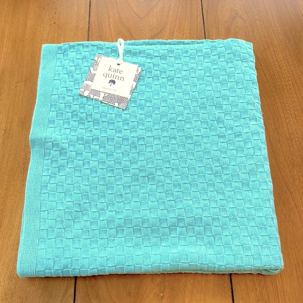 Kate Quinn Basketweave Sweater Blanket Blue Sky NWT